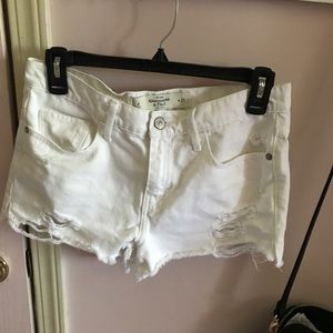 abercrombie white jean shorts